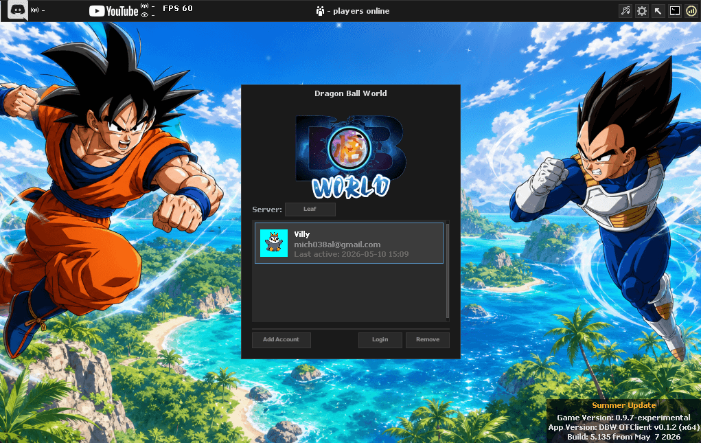 DBW OTClient v2 - login screen
